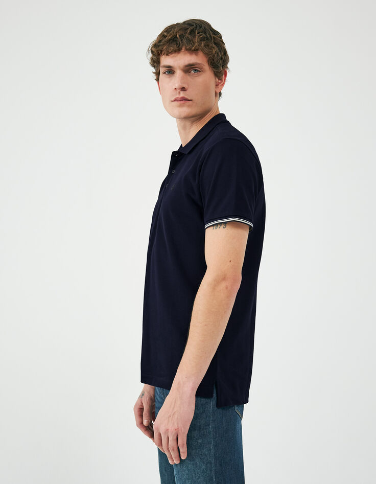 Polo marine à manches courtes avec rayures Homme-2