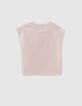 Rosa Mädchen-T-Shirt mit Glitzermotiven und Nieten-8