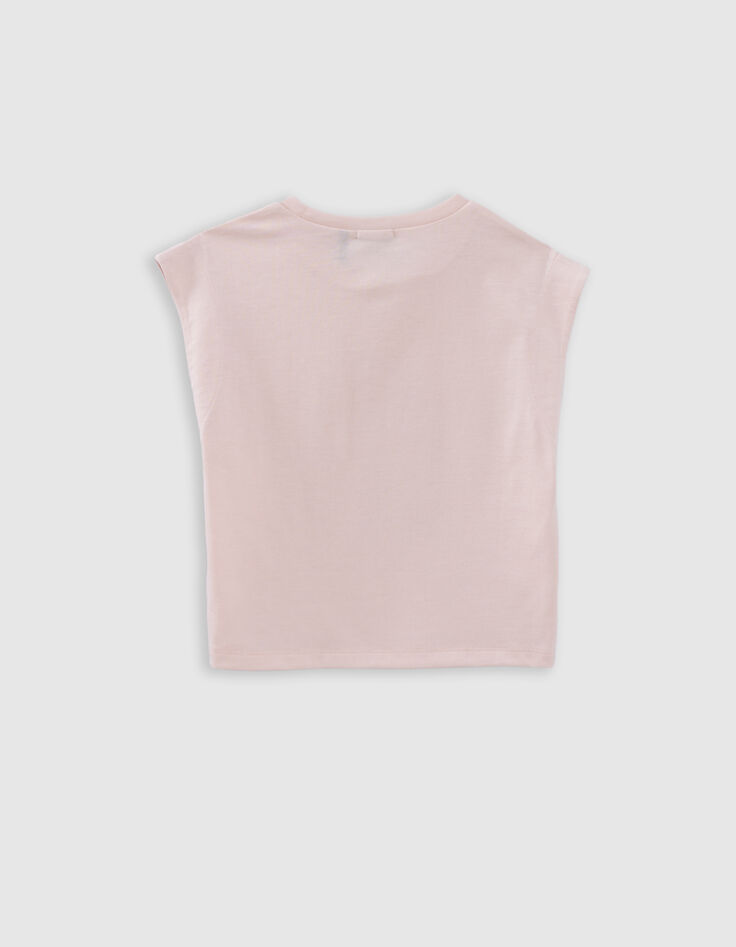 Rosa Mädchen-T-Shirt mit Glitzermotiven und Nieten-8