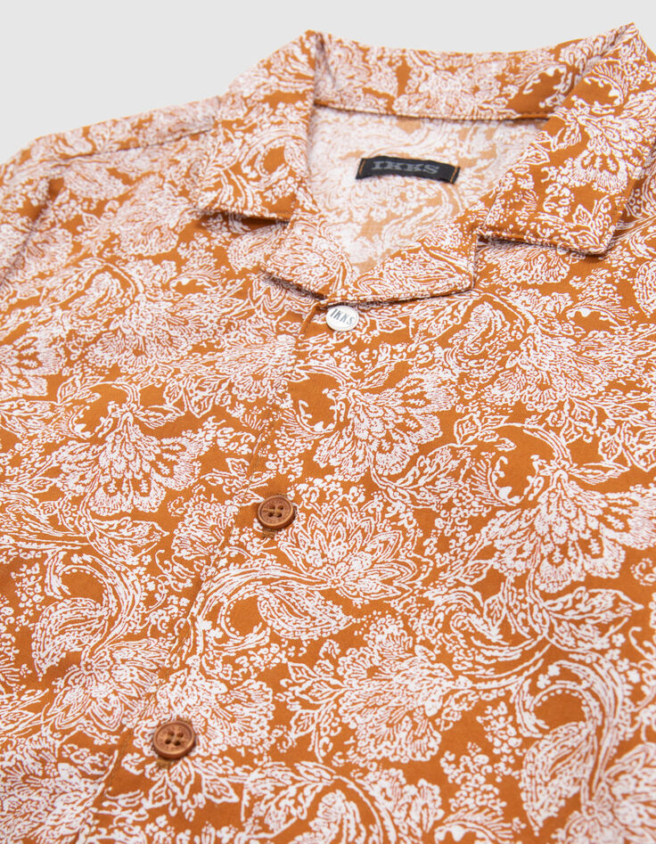 Chemise caramel imprim&eacute; ethnique gar&ccedil;on-5