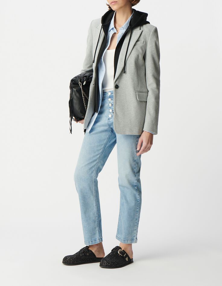 Grey blazer with black hood Women-7