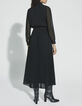 Vestido largo plisado gasa negro mujer-3