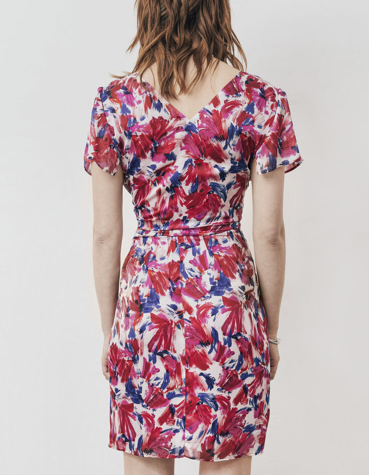 Gedrapeerde voile jurk met flashy bloemenprint dames-3
