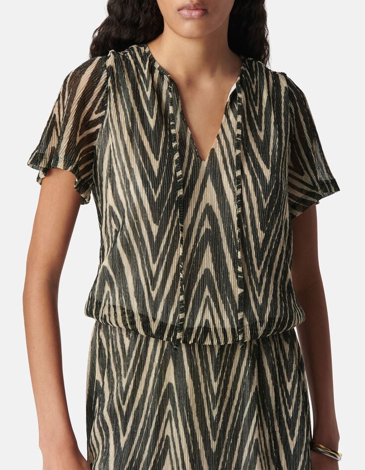 Mujer vestido de espiga de oro negro-3