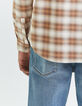 Chemise REGULAR camel motif carreaux Homme-3
