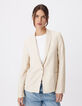 Veste de tailleur beige motif rayures tennis Femme-4