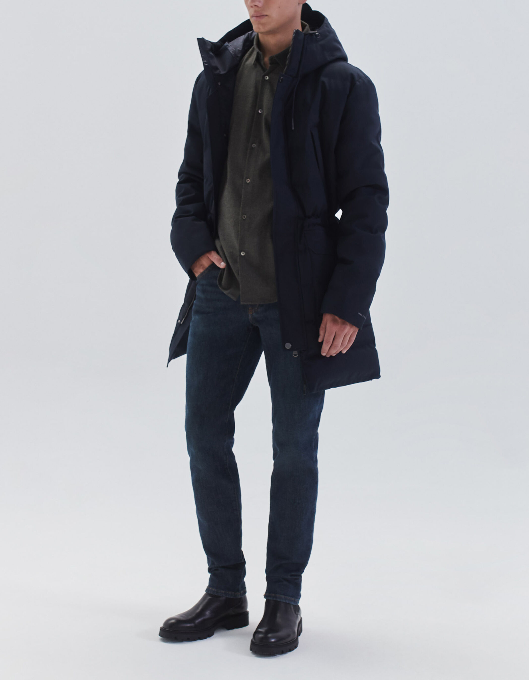 Men s navy WATERPROOF BREATHABLE long parka