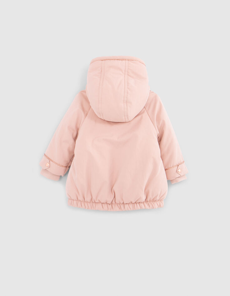 Parka rose fourrée bébé fille-3