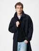 Men's navy blue long coat-2