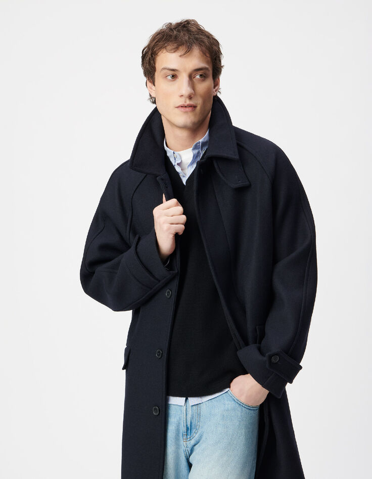 Men's navy blue long coat-2