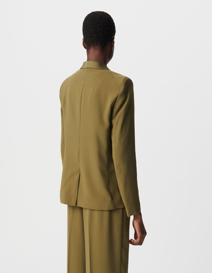 Veste de tailleur kaki crêpe polyester recyclé Femme-3