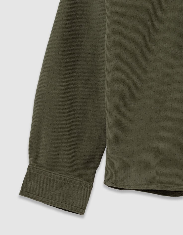 Khaki Jungenhemd lange Ärmel Velours Punkte-5 Khaki Jungenhemd lange Ärmel Velours Punkte-5