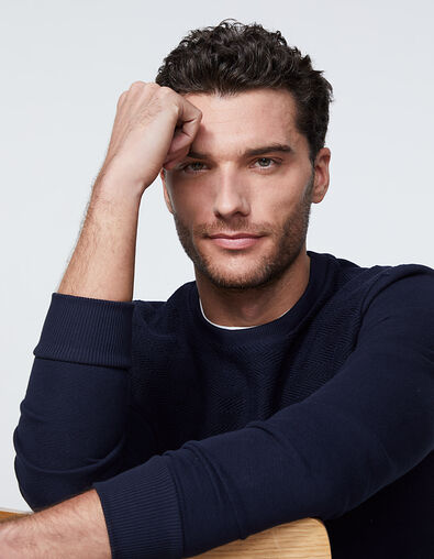 Sudadera marina tricot estilo chevrones Hombre - IKKS