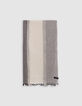 Foulard bleu gris motif rayures détails broderies Homme-2