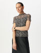 Black zebra motif mesh T-shirt-2