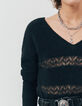 Jersey de punto negro marinera encaje mujer-2