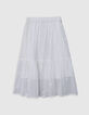 Jupe blanche jacquard plumetis et fleurs brodées fille-2