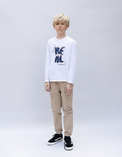 Beige JOGGER-Hose für Jungen mit elastischem Bund - IKKS