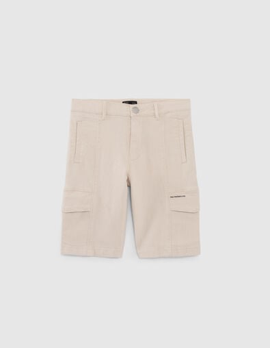 Cremewei&szlig;e RELAXED-Jungenbermudas mit Cargotaschen - IKKS