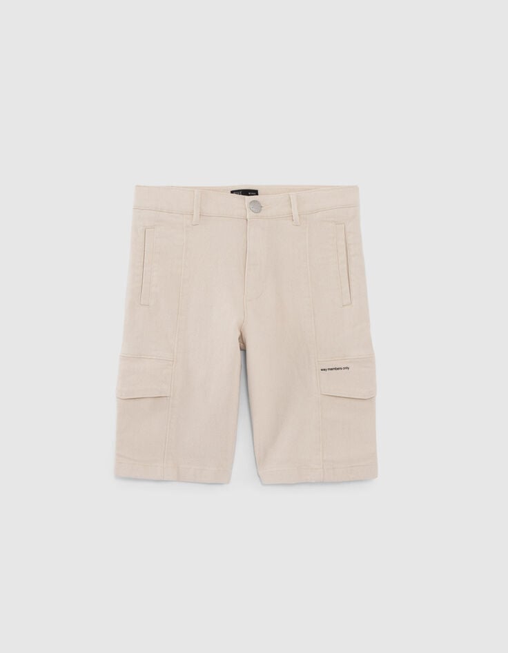 Cremewei&szlig;e RELAXED-Jungenbermudas mit Cargotaschen-1