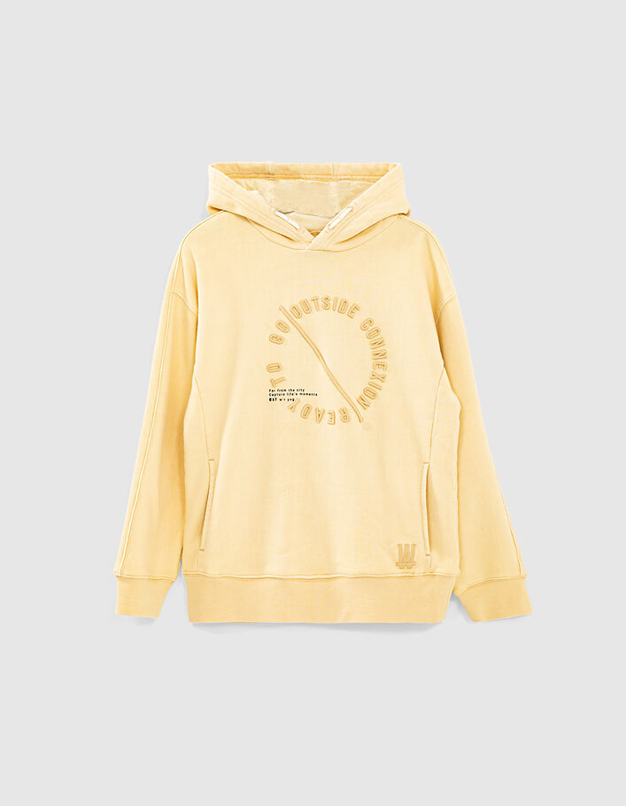 Boys’ medium-yellow hoodie with embroidered lettering - IKKS