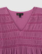 Girls’ violet waffle dress with lace braid-3