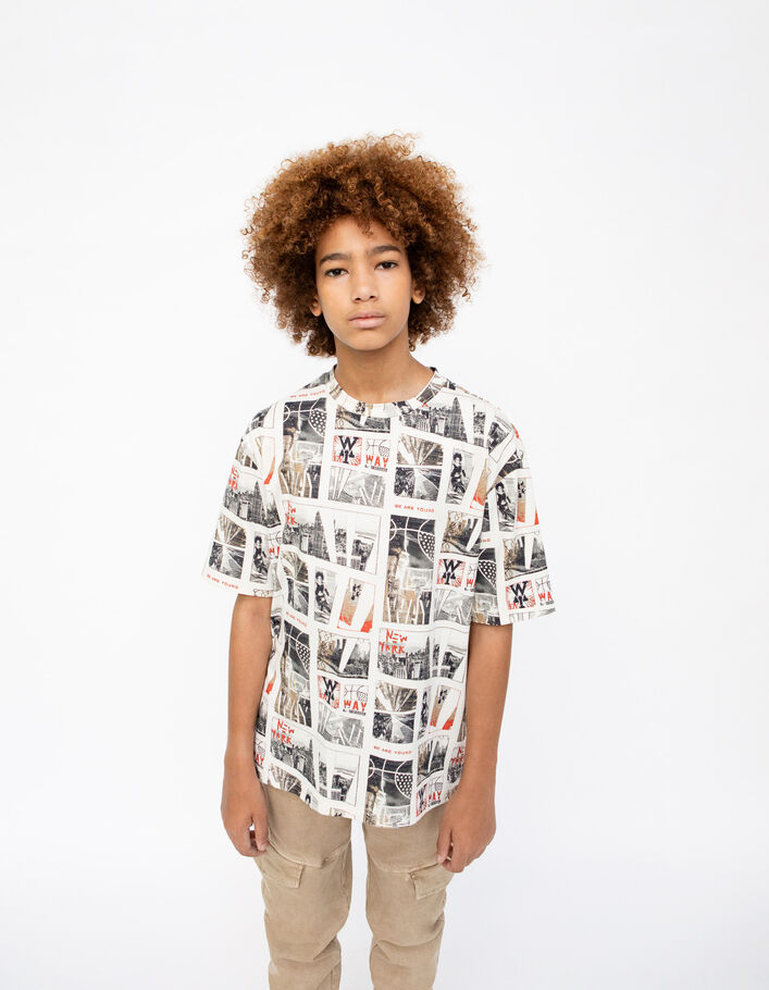Boys’ ecru basketball and NYC photos T-shirt-2