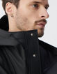 Schwarze Herrenjacke aus Gumminylon mit Kapuze-5