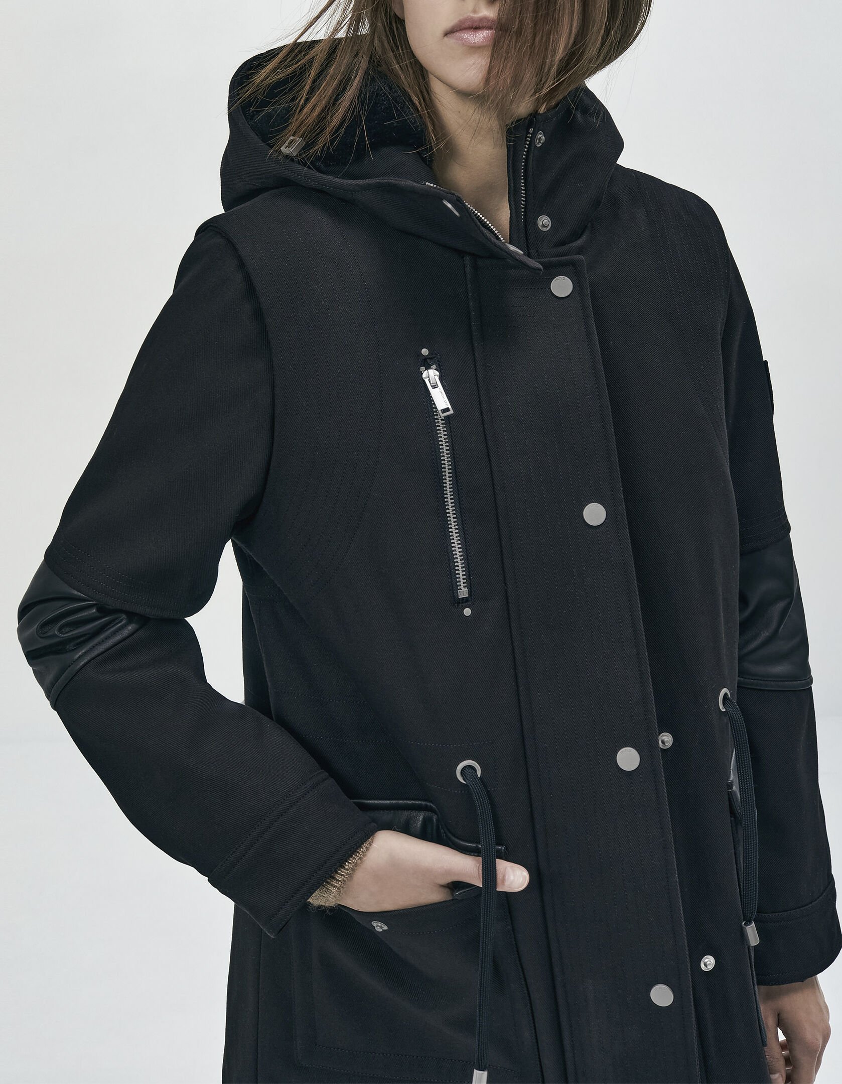Manteau femme noir capuche sales