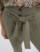 Women’s khaki belted high-waist straight trousers-5
