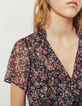 Langes, schwarzes Damenkleid mit Blumenprint-6