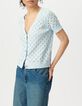 Cardigan bleu tricot fin r&eacute;versible devant dos-2
