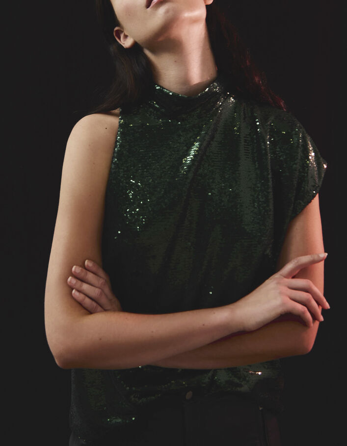 Women’s metallic green pleated top-7