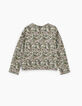 Girls’ Ecru jungle print sweatshirt with golden slogan-3