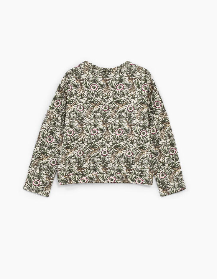 Girls’ Ecru jungle print sweatshirt with golden slogan-3