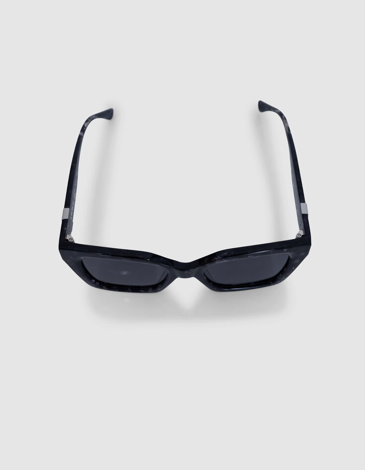 Schwarze Sonnenbrille Billy graue Gläser-5