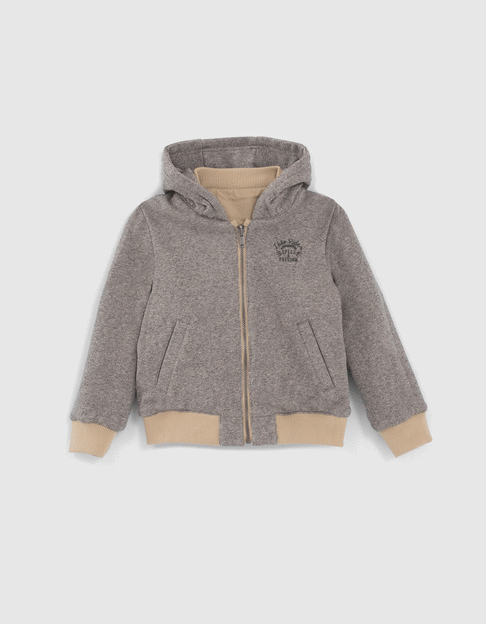 Bomber réversible beige nylon et gris molleton garçon