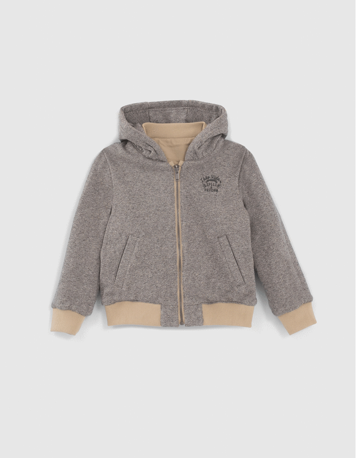 Boys’ beige nylon/grey reversible bomber jacket - IKKS