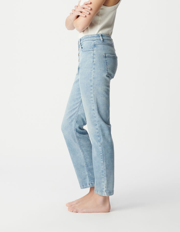 Vaqueros cropped azules de mujer con botones visibles powerstretch-6