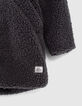 Manteau gris en Sherpa capuche bi-matière fille-5