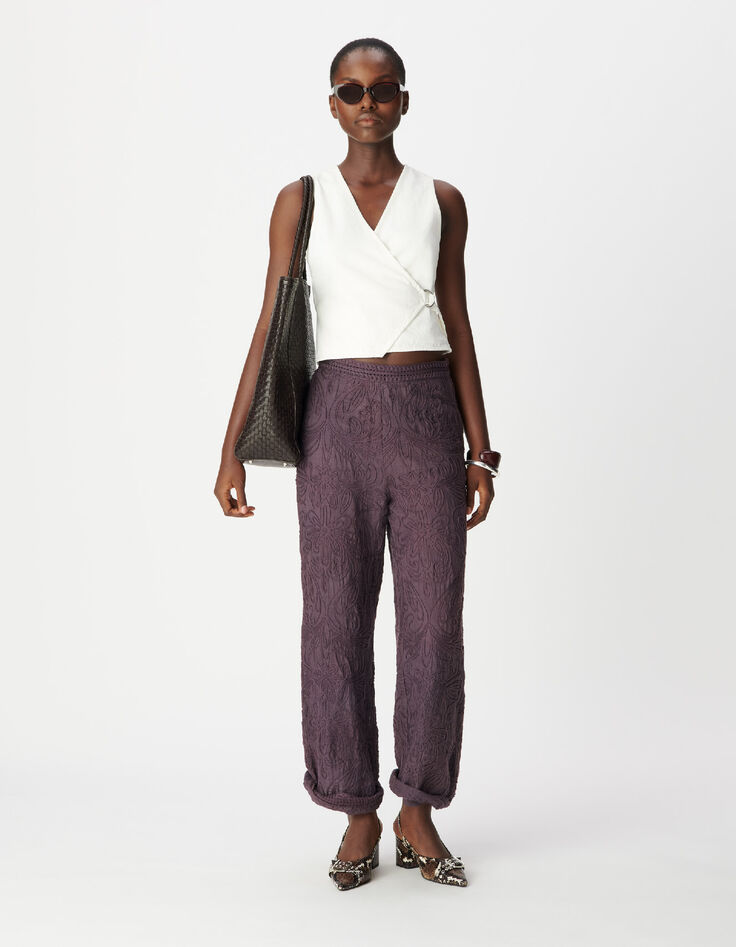 Women's ecru denim cross-over top-1