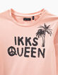 Camiseta rosa empolvado mensaje purpurinas niña-2