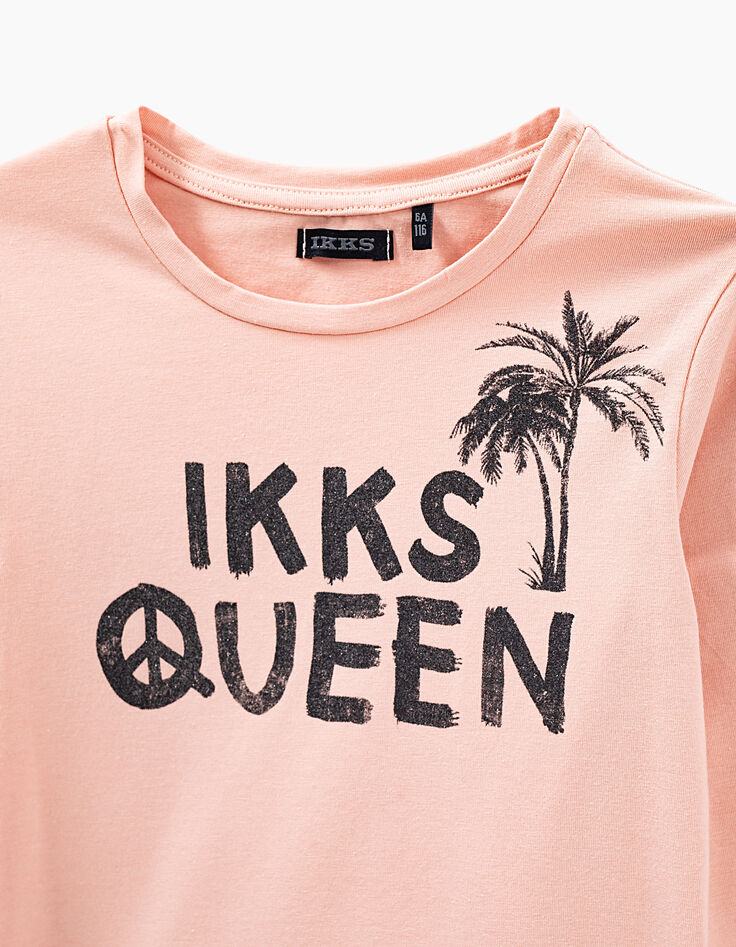 Camiseta rosa empolvado mensaje purpurinas niña-2