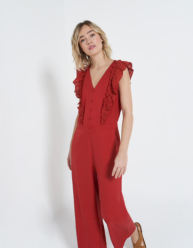 Overall mit Volants in Lochstickerei in Terracotta I.Code-4