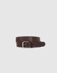 Ceinture marron foncé en cuir embossé tressage Homme-1