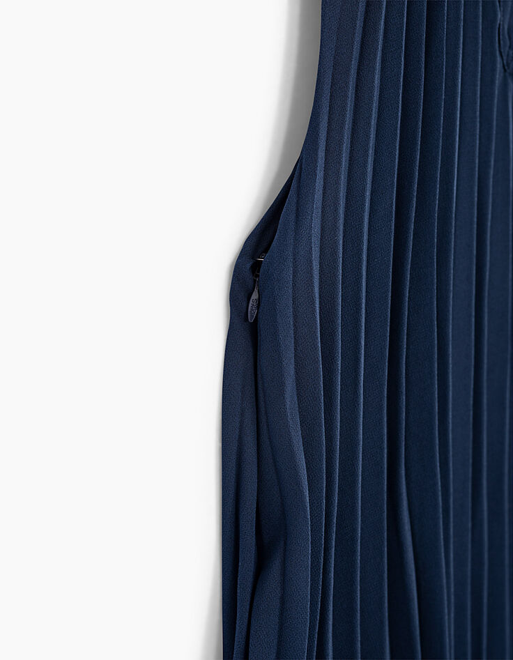 Robe navy plissée à col fille-7