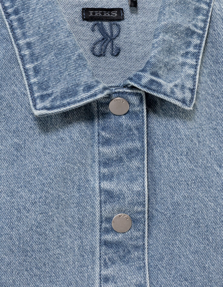 Veste sans manches en jean bleu fille-5