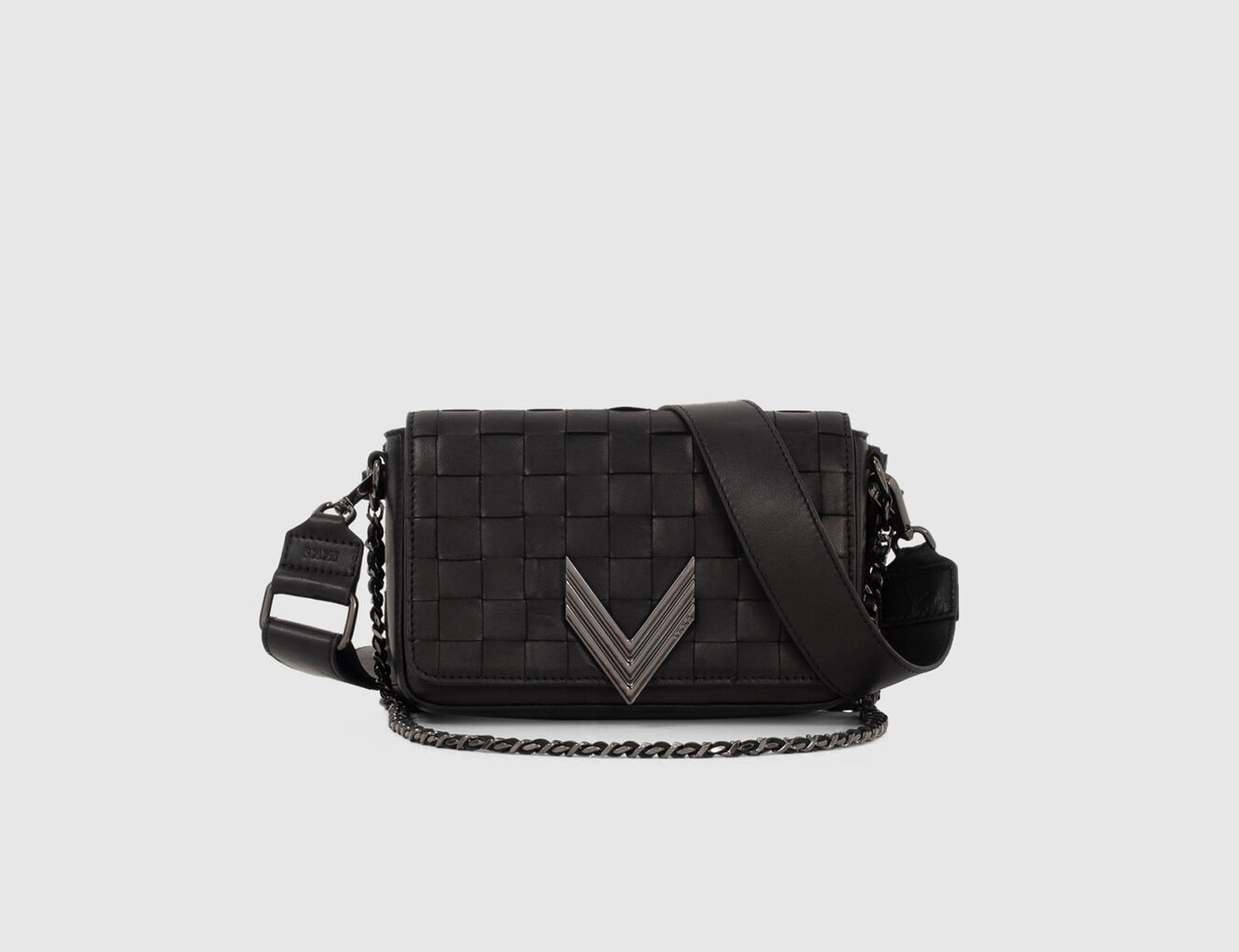 Bolso 111 TORINO cuero negro trenzado damero mujer - IKKS-1