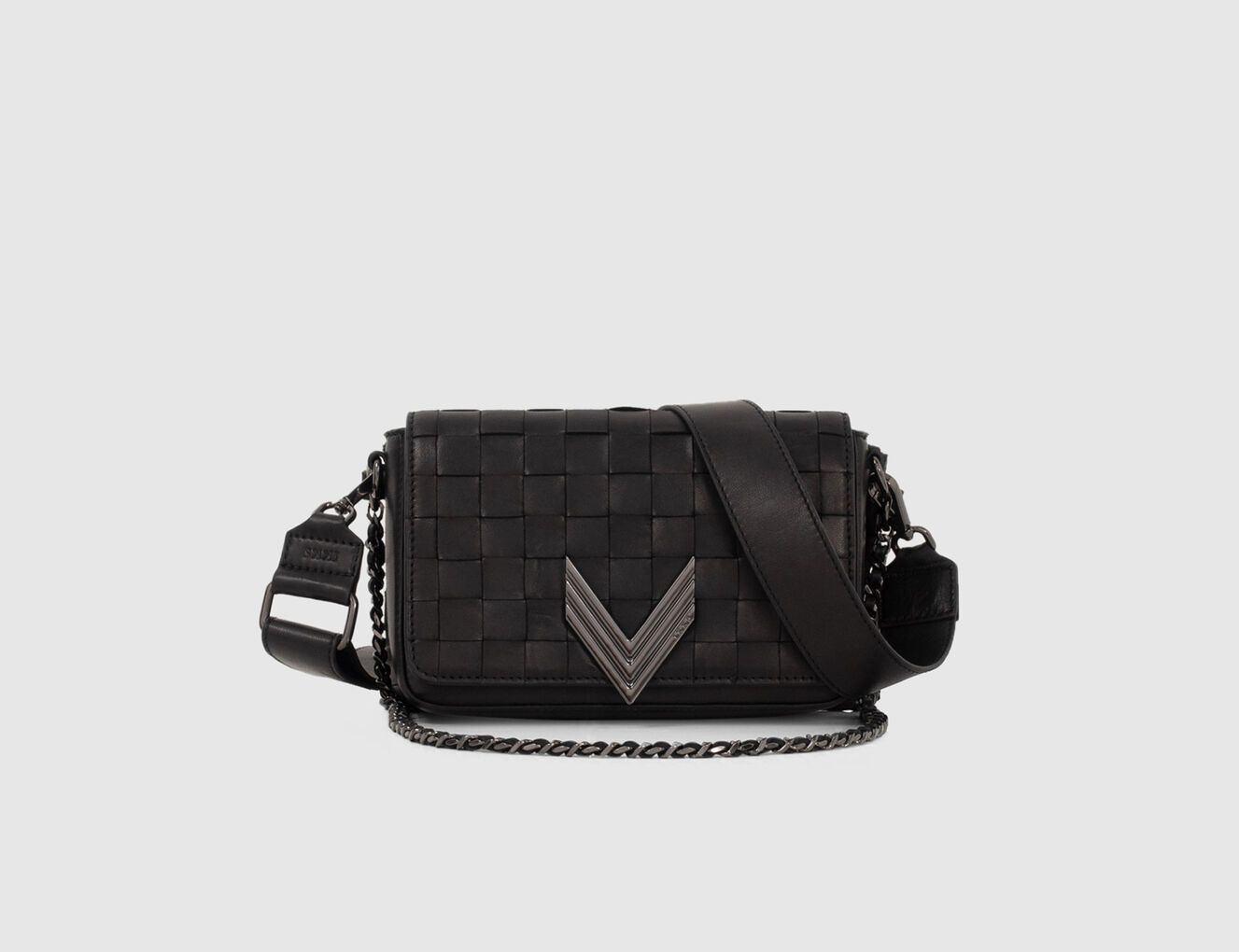 Women’s black checkerboard woven leather TORINO 111 bag - IKKS-1