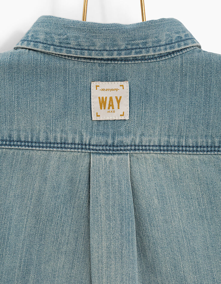 Boys' faded blue denim shirt -5